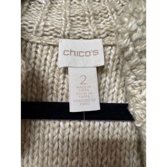 NWT - CHICO'S Fringe Fran Sleeveless Sweater Neutral, Sz 2 (L) - Picture 5 of 8